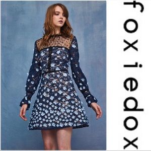 foxiedox Midnight Blue Dress with Sky Blue Floral Design
